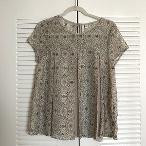 Silver and grey sparkle lace top